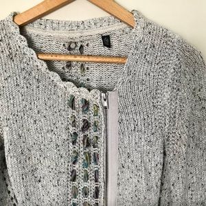 ANTHRO Knitted & Knotted M Open knot zip cardigan